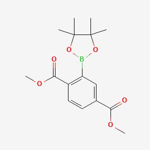 molecular formula C16H21BO6 B2922734 Dimethyl 2-(4,4,5,5-tetramethyl-1,3,2-dioxaborolan-2-YL)terephthalate CAS No. 1186377-08-1