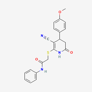 2-[[5-cyano-4-(4-methoxyphenyl)-2-oxo-3,4-dihydro-1H-pyridin-6-yl]sulfanyl]-N-phenylacetamide