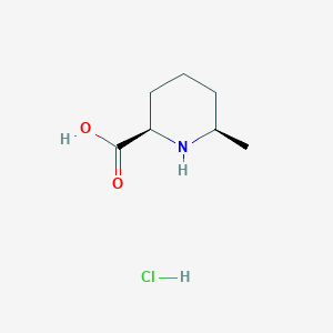 molecular formula C7H14ClNO2 B2922747 Rel-(2R,6R)-6-methylpiperidine-2-carboxylic acid hydrochloride CAS No. 123878-70-6