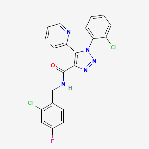 molecular formula C21H14Cl2FN5O B2922748 N-[(2-chloro-4-fluorophenyl)methyl]-1-(2-chlorophenyl)-5-(pyridin-2-yl)-1H-1,2,3-triazole-4-carboxamide CAS No. 1396863-23-2