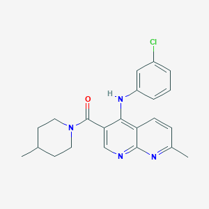 molecular formula C22H23ClN4O B2922758 N-(3-chlorophenyl)-7-methyl-3-(4-methylpiperidine-1-carbonyl)-1,8-naphthyridin-4-amine CAS No. 1251702-92-7