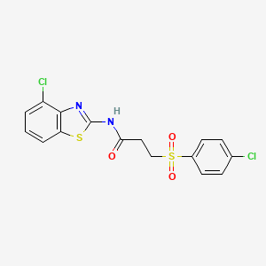 molecular formula C16H12Cl2N2O3S2 B2922781 N-(4-chloro-1,3-benzothiazol-2-yl)-3-(4-chlorobenzenesulfonyl)propanamide CAS No. 895455-01-3