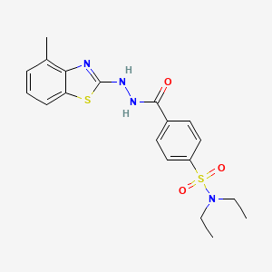 molecular formula C19H22N4O3S2 B2922802 N,N-diethyl-4-(2-(4-methylbenzo[d]thiazol-2-yl)hydrazinecarbonyl)benzenesulfonamide CAS No. 851977-81-6