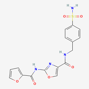 molecular formula C16H14N4O6S B2922805 2-(furan-2-carboxamido)-N-(4-sulfamoylbenzyl)oxazole-4-carboxamide CAS No. 1286709-52-1