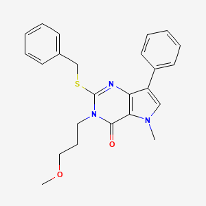 molecular formula C24H25N3O2S B2922806 2-(benzylthio)-3-(3-methoxypropyl)-5-methyl-7-phenyl-3H-pyrrolo[3,2-d]pyrimidin-4(5H)-one CAS No. 1110995-75-9