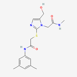 molecular formula C17H22N4O3S B2922808 N-(3,5-dimethylphenyl)-2-{[5-(hydroxymethyl)-1-[(methylcarbamoyl)methyl]-1H-imidazol-2-yl]sulfanyl}acetamide CAS No. 923139-76-8