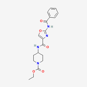 molecular formula C19H22N4O5 B2922809 ethyl 4-(2-benzamido-1,3-oxazole-4-amido)piperidine-1-carboxylate CAS No. 1286719-18-3