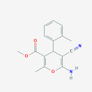 molecular formula C16H16N2O3 B2922841 methyl 6-amino-5-cyano-2-methyl-4-(2-methylphenyl)-4H-pyran-3-carboxylate CAS No. 300388-62-9