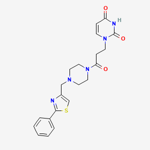 1-[3-Oxo-3-[4-[(2-phenyl-1,3-thiazol-4-yl)methyl]piperazin-1-yl]propyl]pyrimidine-2,4-dione