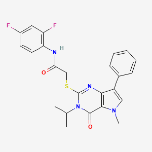 molecular formula C24H22F2N4O2S B2922868 N-(2,4-difluorophenyl)-2-{[5-methyl-4-oxo-7-phenyl-3-(propan-2-yl)-3H,4H,5H-pyrrolo[3,2-d]pyrimidin-2-yl]sulfanyl}acetamide CAS No. 1115371-06-6