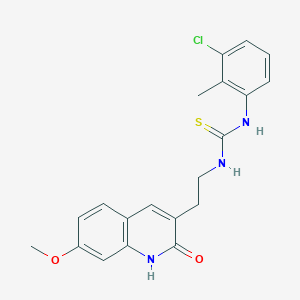 molecular formula C20H20ClN3O2S B2922873 1-(3-Chloro-2-methylphenyl)-3-(2-(7-methoxy-2-oxo-1,2-dihydroquinolin-3-yl)ethyl)thiourea CAS No. 887901-10-2
