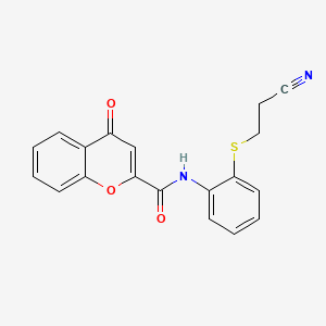 molecular formula C19H14N2O3S B2922874 N-[2-(2-cyanoethylsulfanyl)phenyl]-4-oxochromene-2-carboxamide CAS No. 361173-04-8