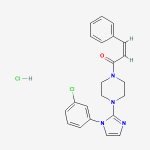 molecular formula C22H22Cl2N4O B2922884 (Z)-1-(4-(1-(3-氯苯基)-1H-咪唑-2-基)哌嗪-1-基)-3-苯基丙-2-烯-1-酮盐酸盐 CAS No. 1185240-82-7