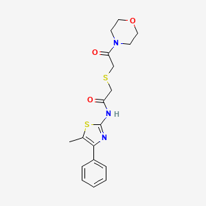 molecular formula C18H21N3O3S2 B2922886 N-(5-methyl-4-phenyl-1,3-thiazol-2-yl)-2-{[2-(morpholin-4-yl)-2-oxoethyl]sulfanyl}acetamide CAS No. 681225-16-1
