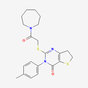 2-[2-(Azepan-1-yl)-2-oxoethyl]sulfanyl-3-(4-methylphenyl)-6,7-dihydrothieno[3,2-d]pyrimidin-4-one