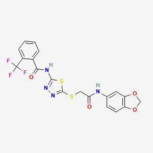 N-(5-((2-(benzo[d][1,3]dioxol-5-ylamino)-2-oxoethyl)thio)-1,3,4-thiadiazol-2-yl)-2-(trifluoromethyl)benzamide