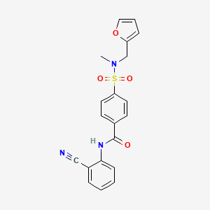 molecular formula C20H17N3O4S B2922925 N-(2-cyanophenyl)-4-{[(furan-2-yl)methyl](methyl)sulfamoyl}benzamide CAS No. 922990-93-0