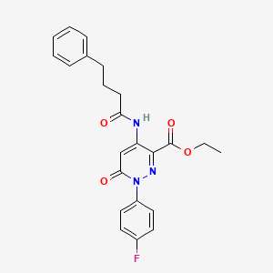 molecular formula C23H22FN3O4 B2922935 Ethyl 1-(4-fluorophenyl)-6-oxo-4-(4-phenylbutanamido)-1,6-dihydropyridazine-3-carboxylate CAS No. 941915-84-0