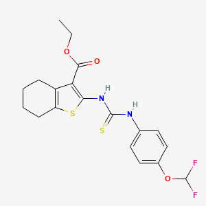molecular formula C19H20F2N2O3S2 B2922946 Ethyl 2-({[4-(difluoromethoxy)phenyl]carbamothioyl}amino)-4,5,6,7-tetrahydro-1-benzothiophene-3-carboxylate CAS No. 380343-29-3