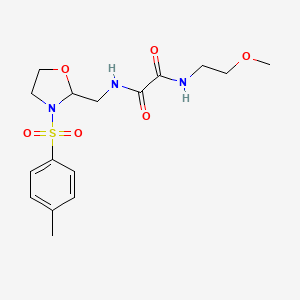 molecular formula C16H23N3O6S B2922950 N1-(2-methoxyethyl)-N2-((3-tosyloxazolidin-2-yl)methyl)oxalamide CAS No. 874805-89-7