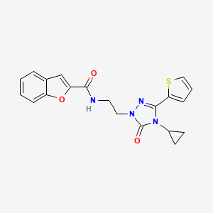 molecular formula C20H18N4O3S B2922953 N-(2-(4-cyclopropyl-5-oxo-3-(thiophen-2-yl)-4,5-dihydro-1H-1,2,4-triazol-1-yl)ethyl)benzofuran-2-carboxamide CAS No. 1448071-64-4