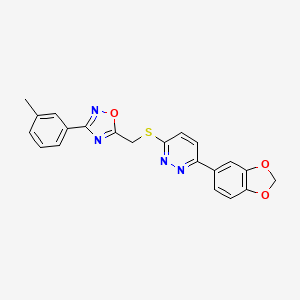 3-(1,3-Benzodioxol-5-yl)-6-({[3-(3-methylphenyl)-1,2,4-oxadiazol-5-yl]methyl}sulfanyl)pyridazine