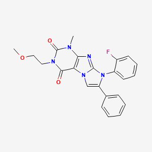 molecular formula C23H20FN5O3 B2922956 8-(2-fluorophenyl)-3-(2-methoxyethyl)-1-methyl-7-phenyl-1H-imidazo[2,1-f]purine-2,4(3H,8H)-dione CAS No. 899727-52-7