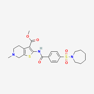 molecular formula C23H29N3O5S2 B2922958 Methyl 2-(4-(azepan-1-ylsulfonyl)benzamido)-6-methyl-4,5,6,7-tetrahydrothieno[2,3-c]pyridine-3-carboxylate CAS No. 524679-90-1