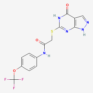 molecular formula C14H10F3N5O3S B2922967 2-((4-oxo-4,5-dihydro-1H-pyrazolo[3,4-d]pyrimidin-6-yl)thio)-N-(4-(trifluoromethoxy)phenyl)acetamide CAS No. 877630-02-9