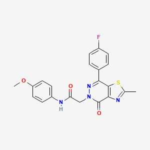 molecular formula C21H17FN4O3S B2922971 2-(7-(4-fluorophenyl)-2-methyl-4-oxothiazolo[4,5-d]pyridazin-5(4H)-yl)-N-(4-methoxyphenyl)acetamide CAS No. 941943-06-2