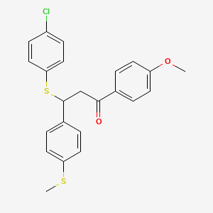 molecular formula C23H21ClO2S2 B2922986 3-[(4-Chlorophenyl)sulfanyl]-1-(4-methoxyphenyl)-3-[4-(methylsulfanyl)phenyl]-1-propanone CAS No. 303091-30-7