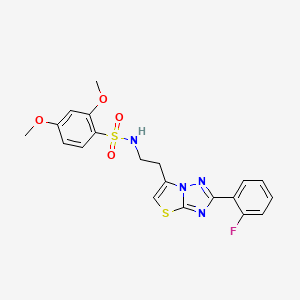 molecular formula C20H19FN4O4S2 B2922998 N-{2-[2-(2-fluorophenyl)-[1,2,4]triazolo[3,2-b][1,3]thiazol-6-yl]ethyl}-2,4-dimethoxybenzene-1-sulfonamide CAS No. 946206-57-1