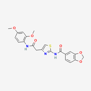 molecular formula C21H19N3O6S B2923006 N-(4-(2-((2,4-dimethoxyphenyl)amino)-2-oxoethyl)thiazol-2-yl)benzo[d][1,3]dioxole-5-carboxamide CAS No. 921560-79-4