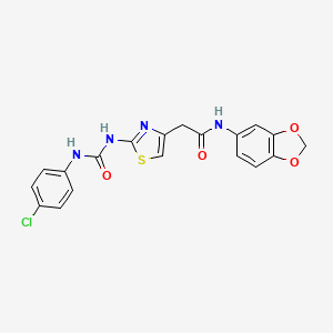 molecular formula C19H15ClN4O4S B2923007 N-(benzo[d][1,3]dioxol-5-yl)-2-(2-(3-(4-chlorophenyl)ureido)thiazol-4-yl)acetamide CAS No. 897620-87-0