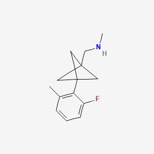 molecular formula C14H18FN B2923029 1-[3-(2-Fluoro-6-methylphenyl)-1-bicyclo[1.1.1]pentanyl]-N-methylmethanamine CAS No. 2287341-21-1
