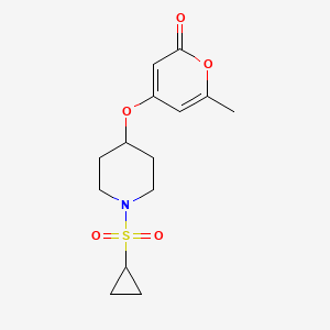 molecular formula C14H19NO5S B2923031 4-((1-(cyclopropylsulfonyl)piperidin-4-yl)oxy)-6-methyl-2H-pyran-2-one CAS No. 1795481-23-0
