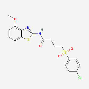 molecular formula C18H17ClN2O4S2 B2923033 4-((4-氯苯基)磺酰基)-N-(4-甲氧基苯并[d]噻唑-2-基)丁酰胺 CAS No. 941901-16-2