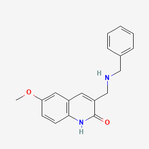 molecular formula C18H18N2O2 B2923035 3-(Benzylamino-methyl)-6-methoxy-1H-quinolin-2-one CAS No. 462067-55-6
