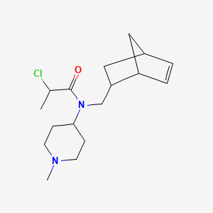 molecular formula C17H27ClN2O B2923036 N-(2-Bicyclo[2.2.1]hept-5-enylmethyl)-2-chloro-N-(1-methylpiperidin-4-yl)propanamide CAS No. 2411219-43-5