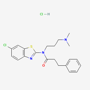 molecular formula C21H25Cl2N3OS B2923040 N-(6-chlorobenzo[d]thiazol-2-yl)-N-(3-(dimethylamino)propyl)-3-phenylpropanamide hydrochloride CAS No. 1052529-18-6