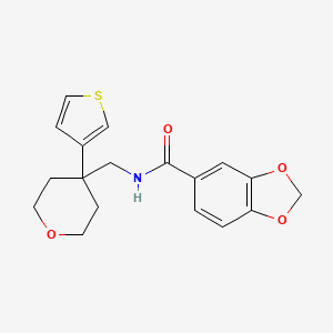 molecular formula C18H19NO4S B2923046 N-{[4-(thiophen-3-yl)oxan-4-yl]methyl}-2H-1,3-benzodioxole-5-carboxamide CAS No. 2319837-54-0