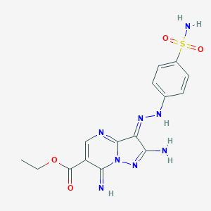 molecular formula C15H16N8O4S B292311 ethyl (3E)-2-amino-7-imino-3-[(4-sulfamoylphenyl)hydrazinylidene]pyrazolo[1,5-a]pyrimidine-6-carboxylate 