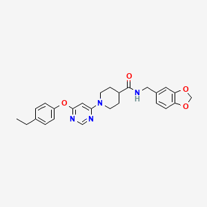 molecular formula C26H28N4O4 B2923162 N-(benzo[d][1,3]dioxol-5-ylmethyl)-1-(6-(4-ethylphenoxy)pyrimidin-4-yl)piperidine-4-carboxamide CAS No. 1115999-08-0