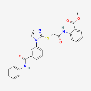 molecular formula C26H22N4O4S B2923176 methyl 2-[2-({1-[3-(phenylcarbamoyl)phenyl]-1H-imidazol-2-yl}sulfanyl)acetamido]benzoate CAS No. 1115514-41-4