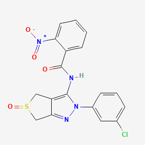 molecular formula C18H13ClN4O4S B2923216 N-[2-(3-chlorophenyl)-5-oxo-2H,4H,6H-5lambda4-thieno[3,4-c]pyrazol-3-yl]-2-nitrobenzamide CAS No. 1007195-24-5