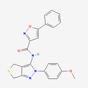 molecular formula C22H18N4O3S B2923225 N-(2-(4-methoxyphenyl)-4,6-dihydro-2H-thieno[3,4-c]pyrazol-3-yl)-5-phenylisoxazole-3-carboxamide CAS No. 1226448-62-9