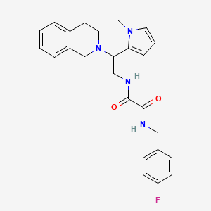 molecular formula C25H27FN4O2 B2923228 N'-[(4-fluorophenyl)methyl]-N-[2-(1-methyl-1H-pyrrol-2-yl)-2-(1,2,3,4-tetrahydroisoquinolin-2-yl)ethyl]ethanediamide CAS No. 1049351-08-7