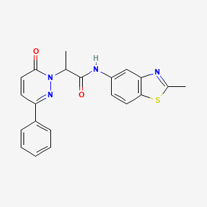 molecular formula C21H18N4O2S B2923245 N-(2-methylbenzo[d]thiazol-5-yl)-2-(6-oxo-3-phenylpyridazin-1(6H)-yl)propanamide CAS No. 1226443-23-7