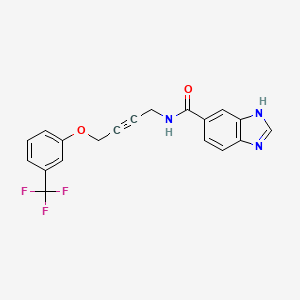 molecular formula C19H14F3N3O2 B2923294 N-(4-(3-(trifluoromethyl)phenoxy)but-2-yn-1-yl)-1H-benzo[d]imidazole-5-carboxamide CAS No. 1421496-83-4