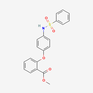 molecular formula C20H17NO5S B2923299 Methyl 2-{4-[(phenylsulfonyl)amino]phenoxy}benzenecarboxylate CAS No. 866020-30-6